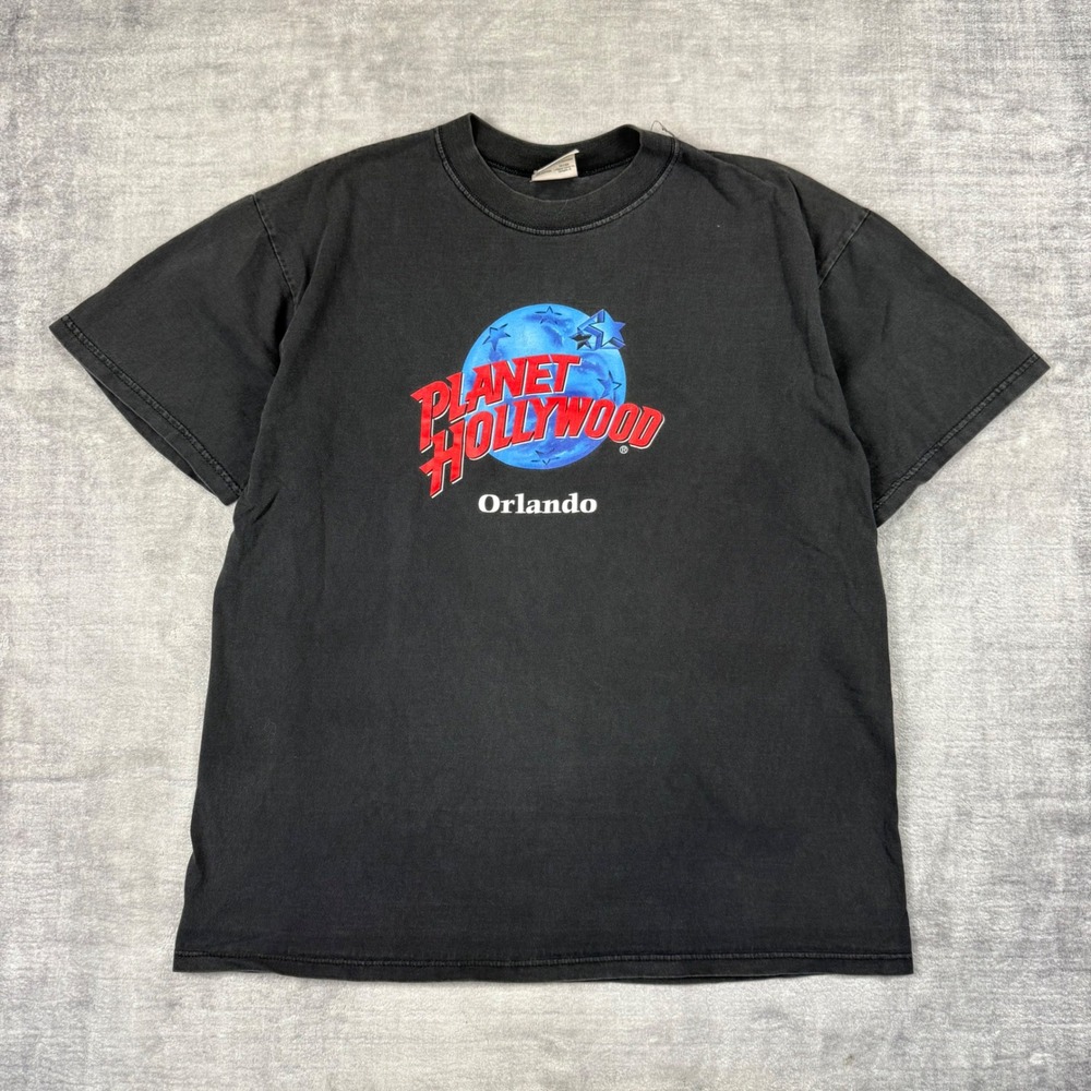 Planet Hollywood Shirt Mens Large Black 1991 Orlando Vintage Restaurant Movies